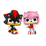 Shadow and Amy Funko Pop flocked TargetCon Exclusive displayed out of the box showing full character details