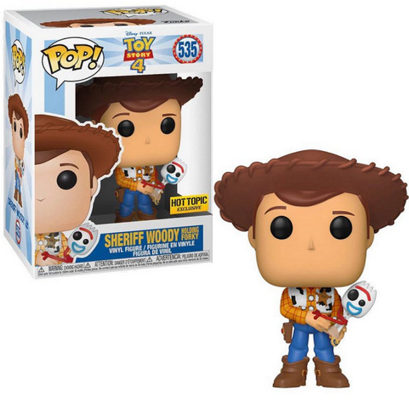 Woody Holding Forky #535 Toy Story Funko Pop in box and out of box