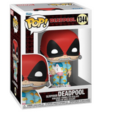 Sleepover Deadpool #1344 Marvel Funko Pop displayed in box, front view