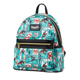 Spider Man Spider Verse Loungefly mini backpack EE Exclusive comic panel design front side view