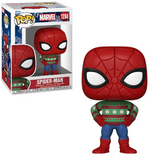 Spider-Man in Sweater #1284 Marvel Funko Pop Holiday figure in box and out of box