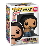 Steve Aoki #192 Funko Pop displayed inside the box, front view