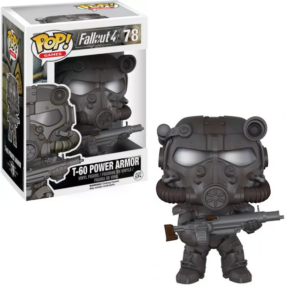 T-60 Power Armor #78 Fallout Funko Pop! shown in and out of box with rifle