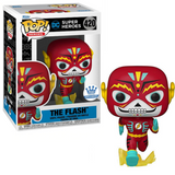 Flash #420 Dia de los Muertos Funko Pop Funko Exclusive figure in box and out of box running with lightning effect and sugar skull design
