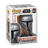 Mandalorian With Darksaber #663 Funko Pop! displayed inside the box, front view