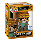 The Wolf Man #1633 Universal Monsters Funko Pop figure displayed in box, Funko Exclusive