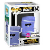 Towelie #34 Flocked Funko Pop! displayed inside the box, front view