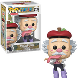 Vegapunk #2139 One Piece Egghead Island Funko Pop! in box and out of box with apple head and wild hair