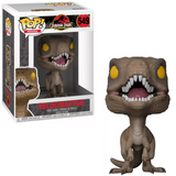 Velociraptor #549 Jurassic Park Funko Pop! with yellow eyes shown in and out of box