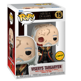 Viserys Targaryen #15 Unmasked Chase Funko Pop! displayed inside the box, front view
