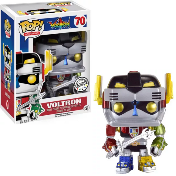 Voltron Metallic #70 Funko Pop shown in and out of the box