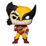 Wolverine Battle Damage #1375 Marvel Funko Pop Funko Exclusive figure outside the box.