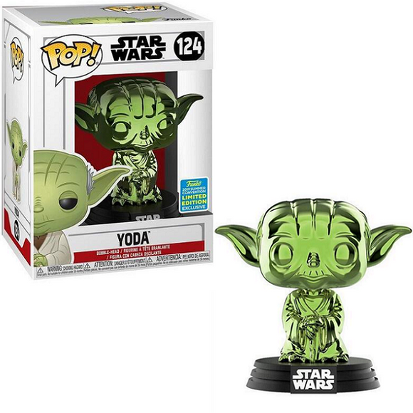 Yoda #124 - Star Wars Funko Pop! [Green Chrome 2019 Summer Convention Limited Edition]