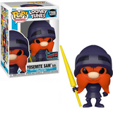 Yosemite Sam as Black Knight #1209 2022 NYCC Funko Pop shown in box and out of box