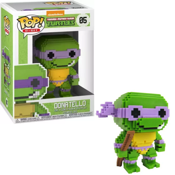 Donatello #05 TMNT 8-Bit Funko Pop! figure in box and out of box holding bo staff