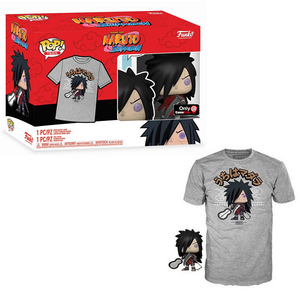 Madara with Weapons Naruto Funko Pop and Tee GameStop Exclusive in box and out of box glam shot