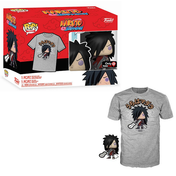 Madara with Weapons Naruto Funko Pop and Tee GameStop Exclusive in box and out of box glam shot