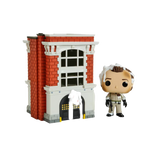 Dr Peter Venkman with Firehouse #03 Funko Pop Town Ghostbusters figure and firehouse building out of box
