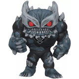 The Devastator #319 DC Batman Funko Pop! Heroes out of box with red eyes, jagged teeth, and gray spikes