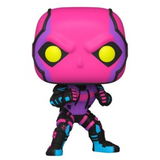 Red Hood #891 DC Gotham Knights Funko Pop! out of box with pink helmet, yellow eyes, and neon armor