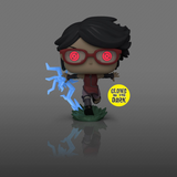 Sarada with Sharingan #1358 Boruto Funko Pop Glow in the Dark Entertainment Earth Exclusive vinyl figure out of box using Sharingan with glow