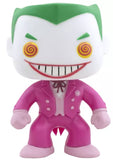 The Joker #362 Funko Pop! out of box in pink suit with spiral eyes