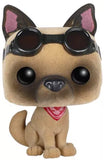 Dogmeat (Flocked) #76 Fallout Pop! vinyl figure with fuzzy texture, goggles, and bandana out of box