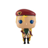 Cammy #139 Street Fighter Funko Pop! out of box with red beret, green leotard, and blonde braids