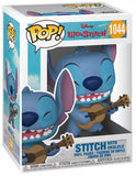 Stitch with Ukulele Funko Pop #1044 in original Funko Pop! packaging from Disney's Lilo & Stitch.