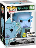 Hologram Rick Clone #665 Funko Pop in display box Amazon exclusive