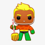 Gingerbread Aquaman #445 DC Super Heroes Funko Pop! out of box