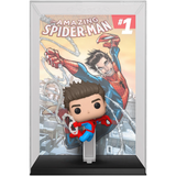 Spider-Man #48 The Amazing Spider-Man #1 Comic Cover Funko Pop! close-up of figure and backdrop