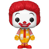 Ronald McDonald #85 McDonalds Funko Pop figure out of box wearing yellow suit with red hair and striped sleeves