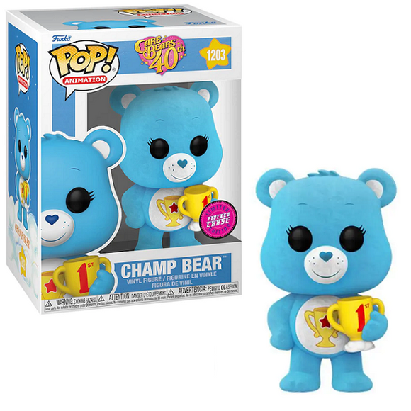 Champ Bear #1203 - Care Bears 40th Funko Pop! Animation Flocked Chase