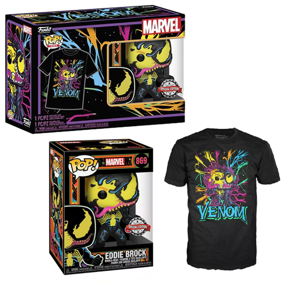 Eddie Brock #869 - Venom Collectors Box Funko Pop! & Tee  [Blacklight Special Edition Size-XL]