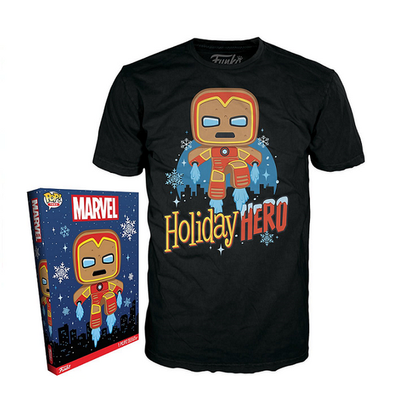 Gingerbread Iron Man - Marvel Holiday Boxed Pop! Tees [Size-2XL]