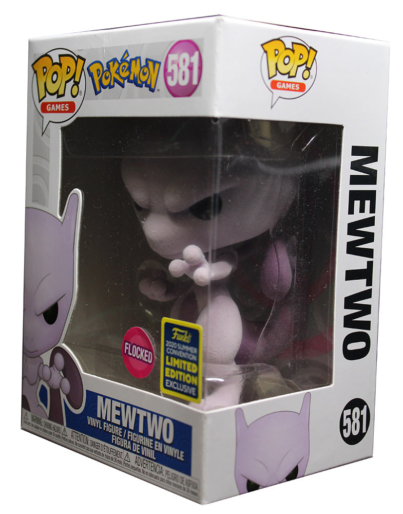 Funko Pop Games Pokemon Flocked Mewtwo #581 2020 SDCC Summer Exclusive store Figure