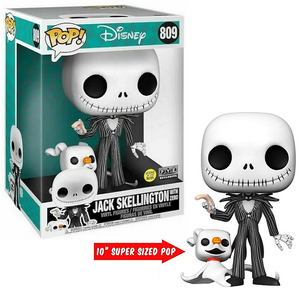 Jack Skellington with Zero #809 - Nightmare Before Christmas Funko Pop! [10-Inch GitD FYE Exclusive] [Minor Box Damage]