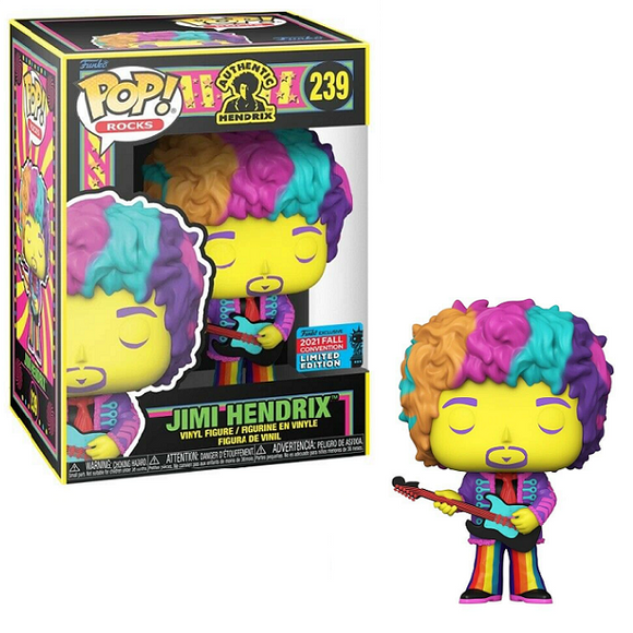 Jimi Hendrix #239 - Jimi Hendrix Funko Pop! Rocks [Black Light 2021 Fall Convention Exclusive]