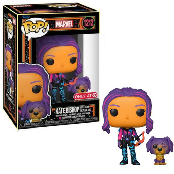 Kate Bishop With Lucky The Pizza Dog #1212 - Hawkeye Funko Pop! TV [Blacklight Target Exclusive]