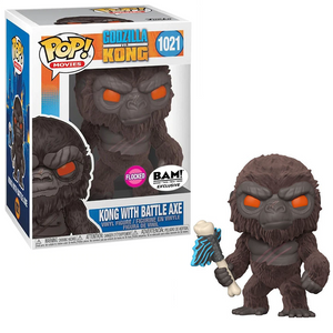 Kong with Battle Axe #1021 – Godzilla Vs Kong Funko Pop! Movies [Flocked BAM Exclusive]