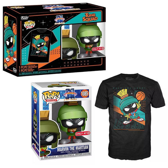 Marvin the Martian #1085 – Space Jam 2 Funko Pop! & Tee [Metallic Target Exclusive Size-L]