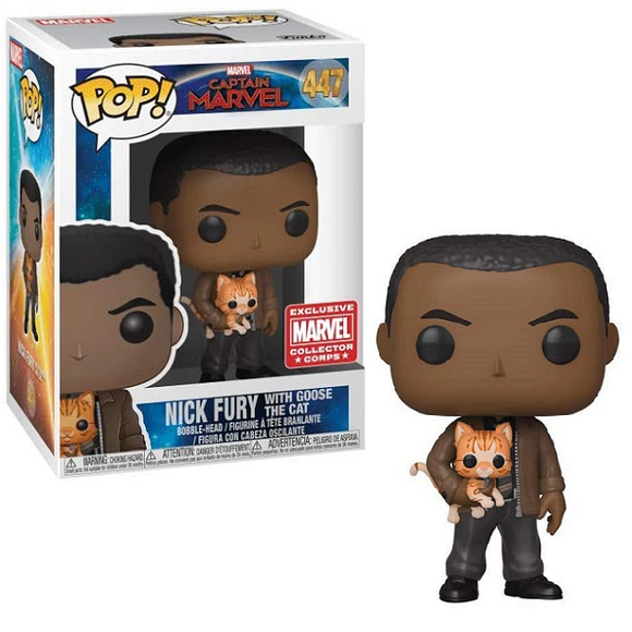 Nick Fury with Goose The Cat #447 - Captain Marvel Funko Pop! [Collector Corps Exclusive]