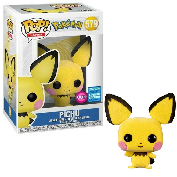 Pichu #579 - Pokemon Funko Pop! Games [Flocked 2020 WonderCon Shared Exclusive]