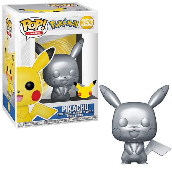Pikachu #353 - Pokemon Funko Pop! Games [Metallic Silver]