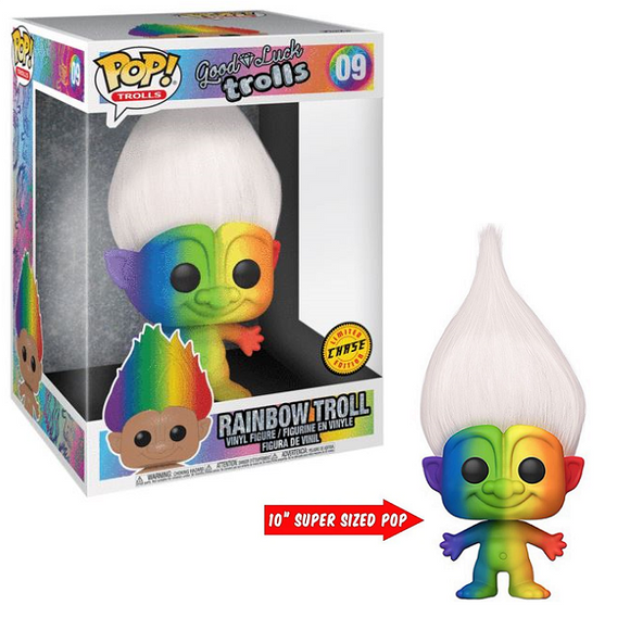 Rainbow Troll #09 – Good Luck Trolls Funko Pop! Trolls [10-Inch Chase Version] [Minor Box Damage]