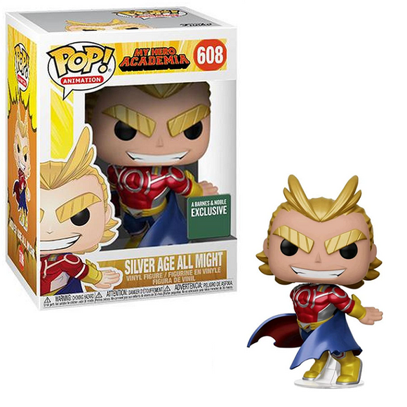 Silver Age All Might #608 – My Hero Academia Funko Pop! Animation [Metallic B&N Exclusive]