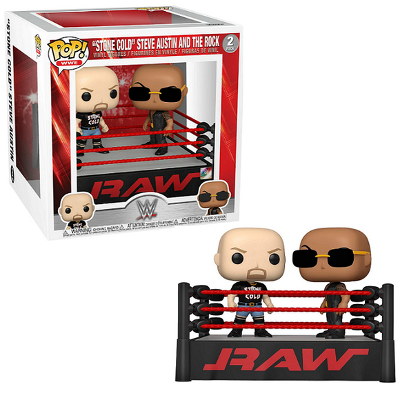 Stone Cold Steve Austin And The Rock - Wrestling Funko Pop! WWE [RAW Wrestling Ring]